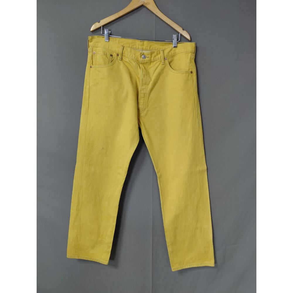 Levi's 501 Yellow Straight Leg Classic Fit Jeans Men Size W38 L32 - Picture 3 of 16